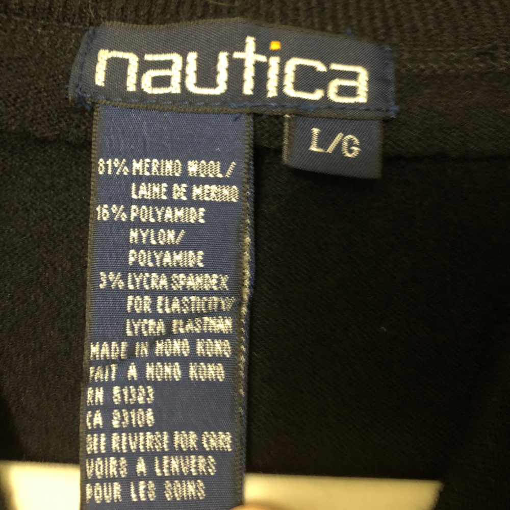 Nautica, merino wool zip T sweater black Medium - Picture 5 of 6